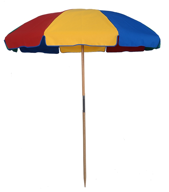 (844WBNB) 7.5 ft. Wood Beach Umbrella - Fiberglass Ribs - No Button