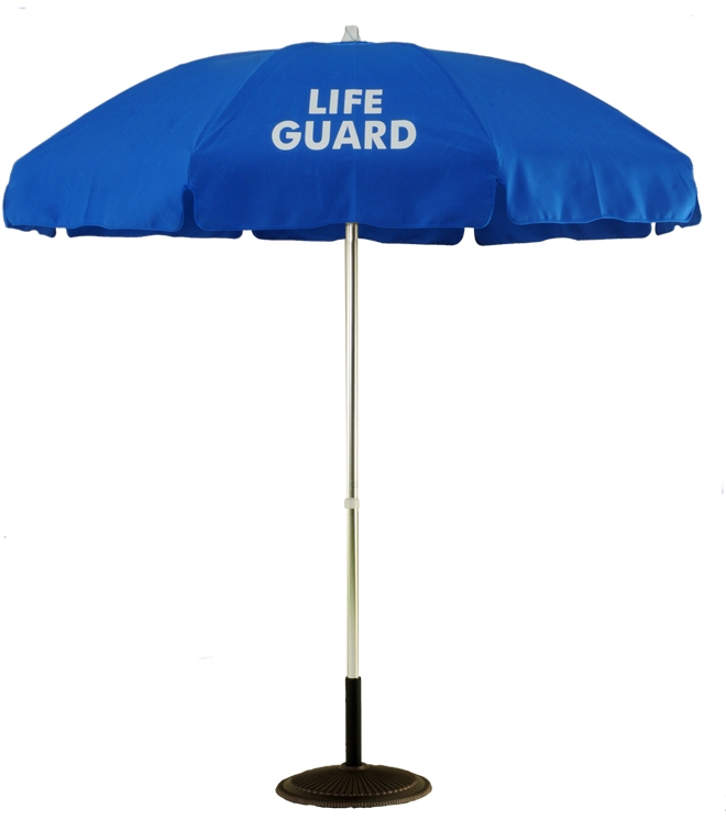 (639A-LG) 6 1/2 Ft. Aluminum Pop-Up Lifeguard Logo Umbrella - No Tilt (Flat Bottom Pole)