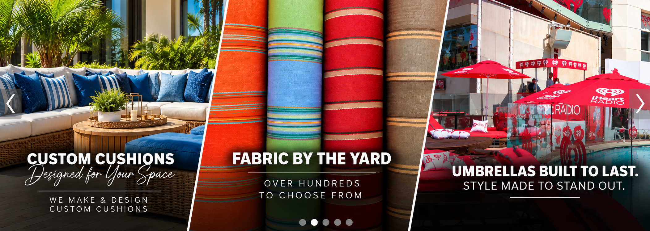 Custom cushions fabric and commercial umbrellas