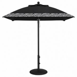 HD65FPUL-SQU black square umbrella with zebra trim, pulley cord, pin and safety chain