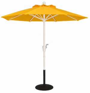 Yellow umbrella with matching warm white frame crank housing and silver handle